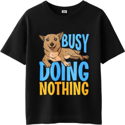 Vintage Tshirt Minimalist Tshirt Adult Unisex Round Neck Tshirt Busy Doing Nothing Dog Print Basic For Unisex Tees Soft Cotton Tee