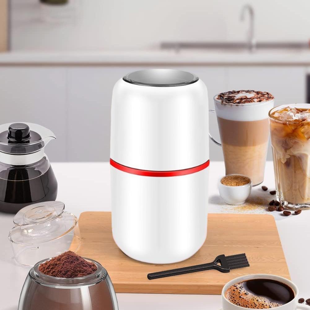 80g Stainless Steel Blade Grinder 200W Powerful Dried Spice Mill Multifunctional Grinder for Coffee Beans Nuts Seeds Grain