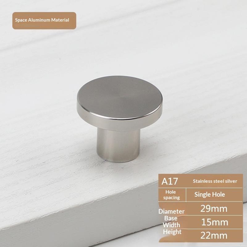 Home Decoration Silver Aluminum Single Hole Handle Modern Wardrobe Drawer Round Knob Kitchen Cabinet Furniture Small Door Handle