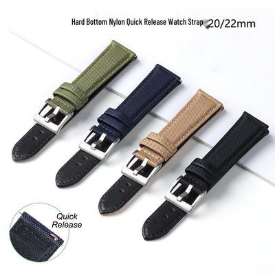 Snel te verwisselen Nylon Horlogeband met Leren Binnenlaag, Verkrijgbaar in 20mm & 22mm voor Smartwatches