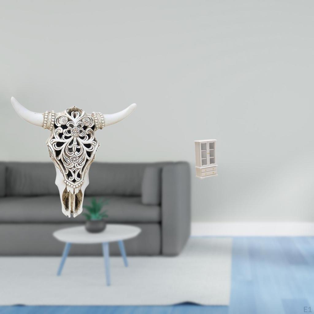 Cow Head Wall Decor Sculpture Ornament Hanging Art Tribal Bull Craft for Office Farmhouse