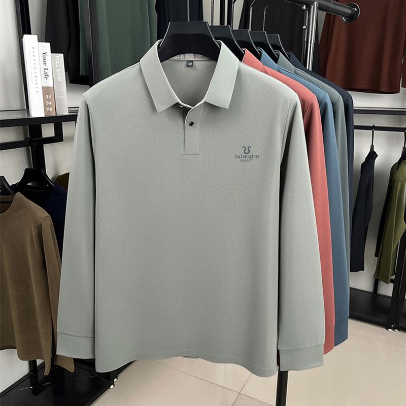 Men's Polo Shirt Lapel Long Sleeve T-Shirt Autumn Arrival Exquisite Letter Print Business Fashion Men'swear
