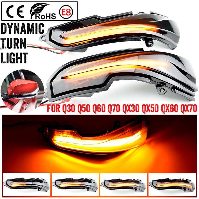 2x Car Side Mirror Blinker Indicator Lamp LED Dynamic Turn Signal Light for Infiniti Q30 Q50 Q60 Q70 QX30 QX50 QX60 QX70 Skyline