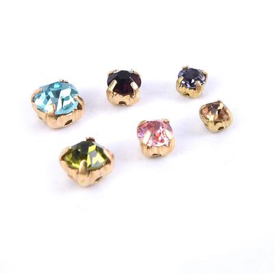 100 pezzi di artigli in vetro colorato cristallo oro 3/4/5 mm cucire su perline strass indumento