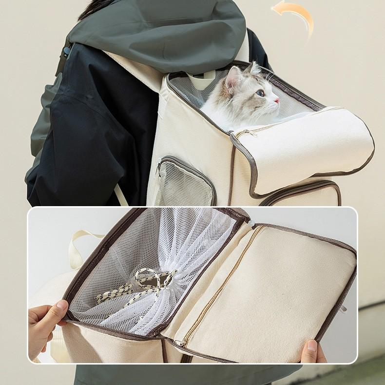 Pet Dual Use Backpack with Large Space Breathable Cute Pet Outing Dog Walking Travel Bag Cat Backpack Carrier