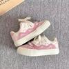Korean Style Casual Platform Sneakers Women Cute Bread Shoes White Pink Blue