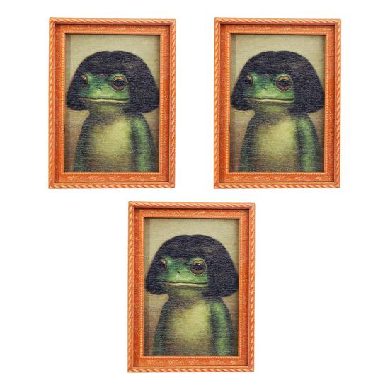 1/2/3/4/5Pcs Frog Fridge Magnet Kitchen Decor Vintage Mini Green Frog Refrigerator Magnet with Wooden Frame Home Office Decoration