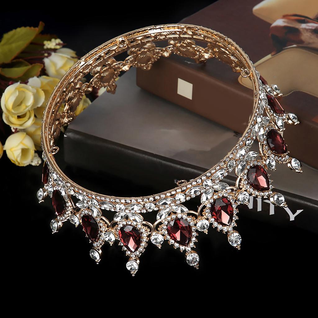 Hochzeit Haarschmuck Strass Tiara Runde Krone Handgefertigt Braut Abschlussball Schmuck