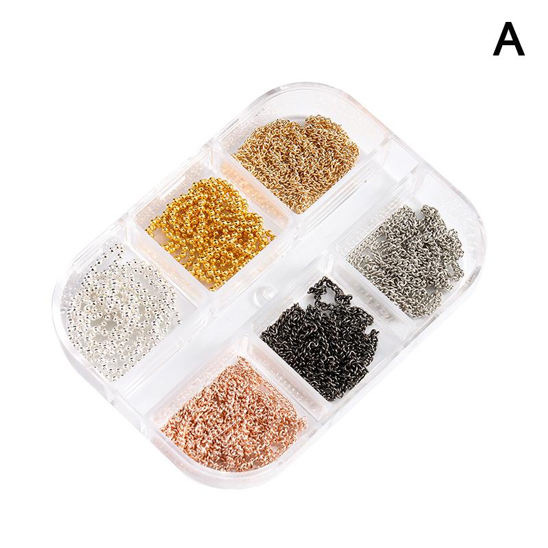 

1 Box Metal Chain Nail Art Charms Multi-Shape Golden Silvery Rose Gold Black Nails Chain Diy Nail Supplies Manicure Accessories A