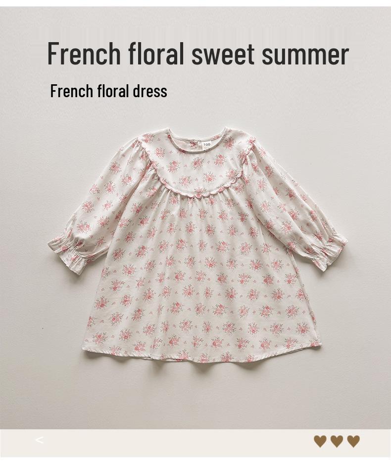 2026 Autumn French Retro Girls' Stylish Cotton Long-Sleeve Dress