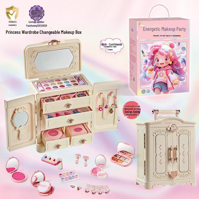 Prinzessin Make-up Set für Mädchen - Kosmetikkoffer mit Lippenstift & Nagellack