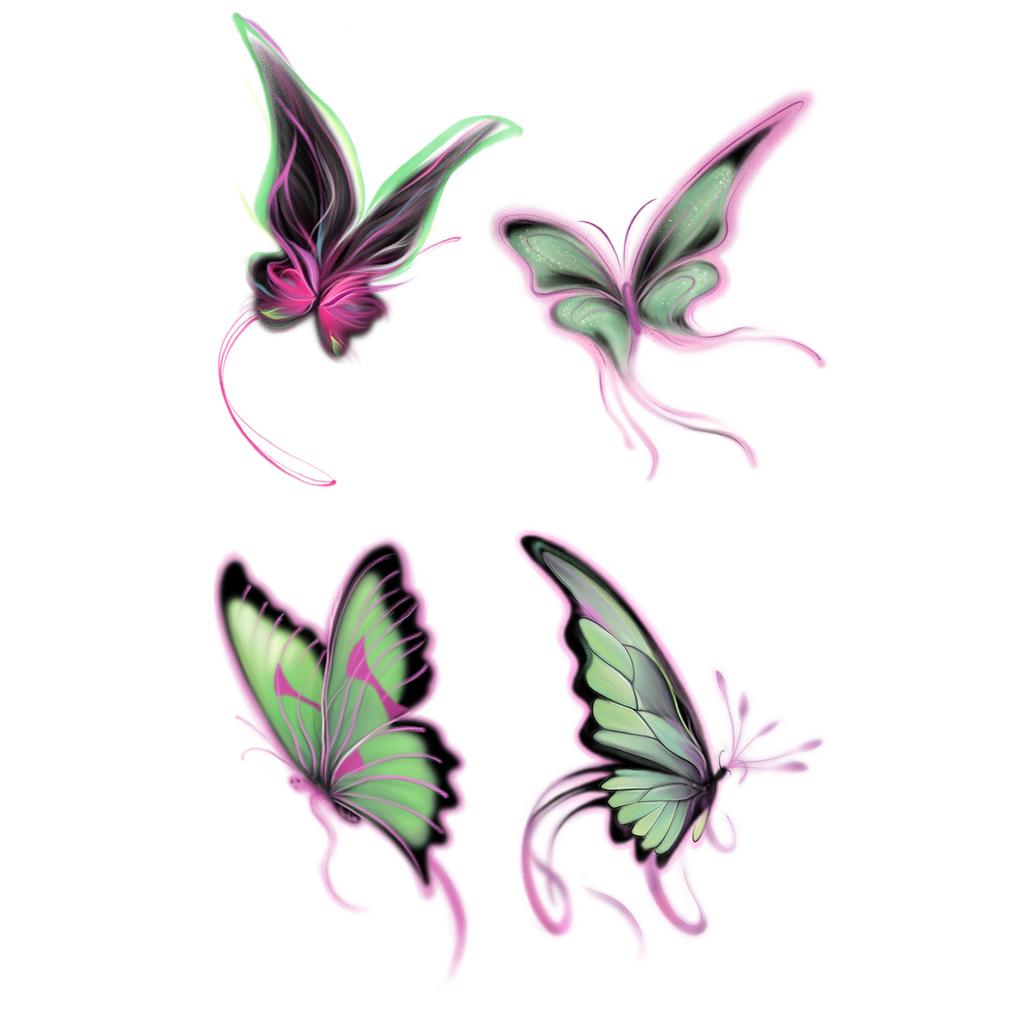 Simple Personality Spice Girl Three-Dimensional Butterfly Flower Wicker Collarbone Arm Tattoo Sticker