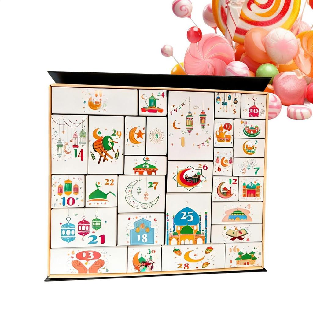Ramadan Moon Countdown Advent Calendar Boxes Eid Al Fitr Countdown Calendar Gift Box 30 Days DIY Eid Ramadan Mubarak Box
