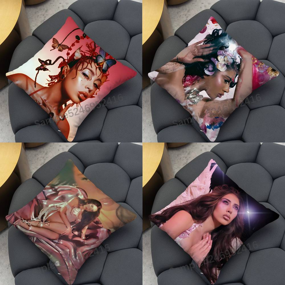KKali Uchis Sincerely Square Cushion Pillow Case Sofa BedroomLiving Room Backrest Multiple Sizes Washable Covers