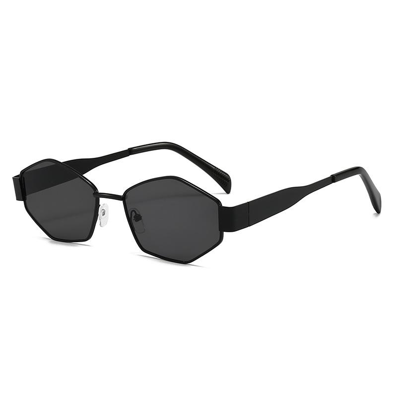 Arc De Triomphe Polygon Sunglasses: Fashionable Metal Frame Rhombus Shades