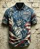 Patriotic Vintage Eagle Flag Short Sleeve Polo, Men's Stylish Casual Top