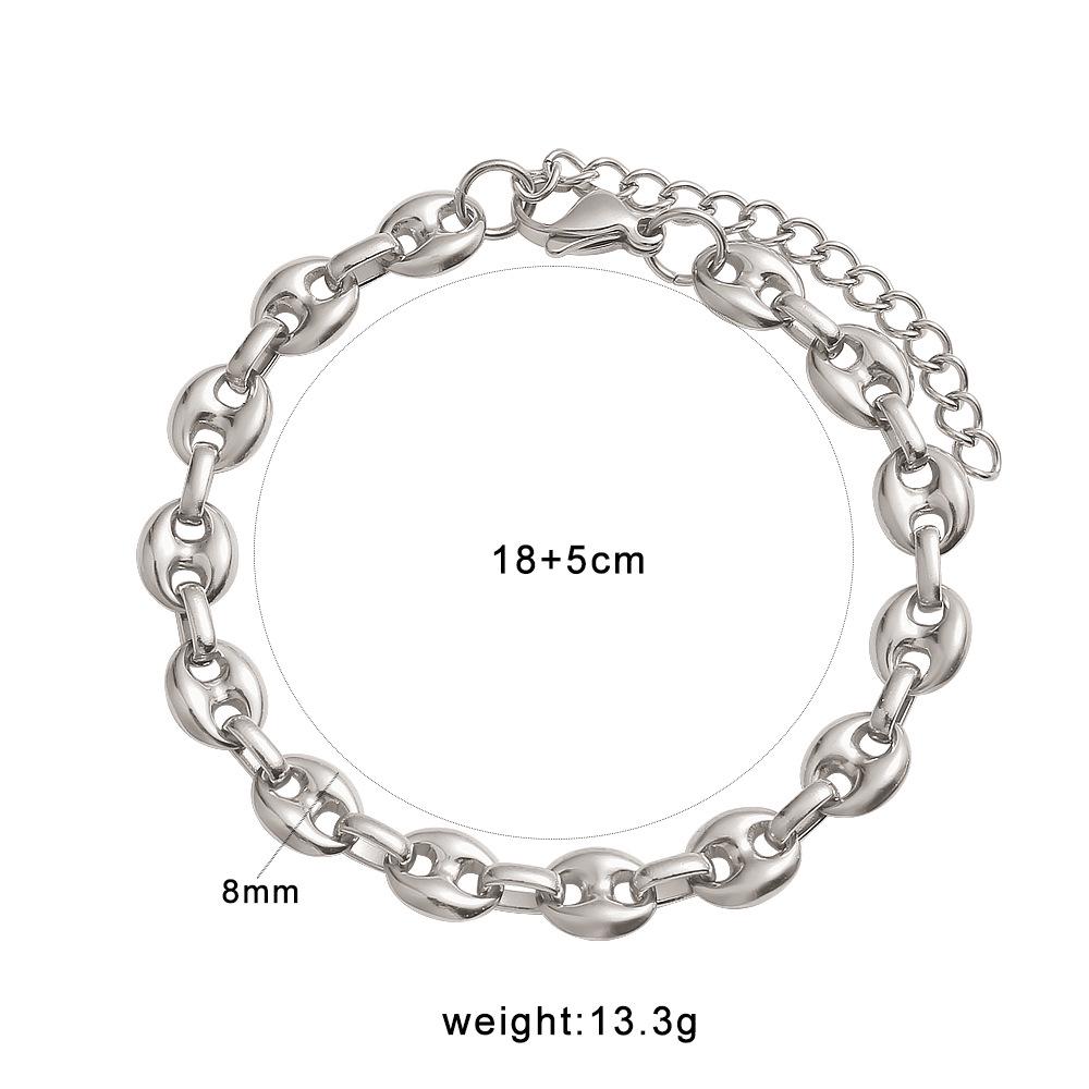 18K Coffee Bean Hip Hop Stainless Steel Necklace Bracelet