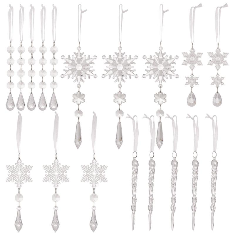 

18PCS Transparent Hanging Decorations Durability Snowflake Acrylic Ice Cone Ornamentation MultiUse Holiday Decors чистый