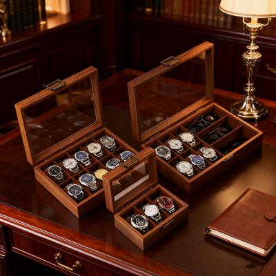 Premium Holzzubehörkoffer - Uhrenglas Armband Schmuck Organizer, Kartonverpackt für sicheren Transport