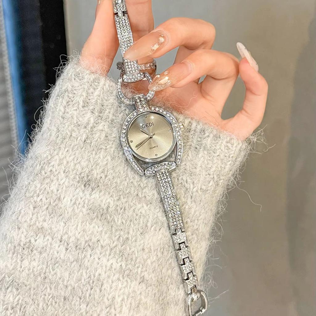 Fashion Diamond Studded Watches for Women, Brand Genuine Mark Niche Irregular Design High-end Women's Bracelet Quartz Watch Gift
