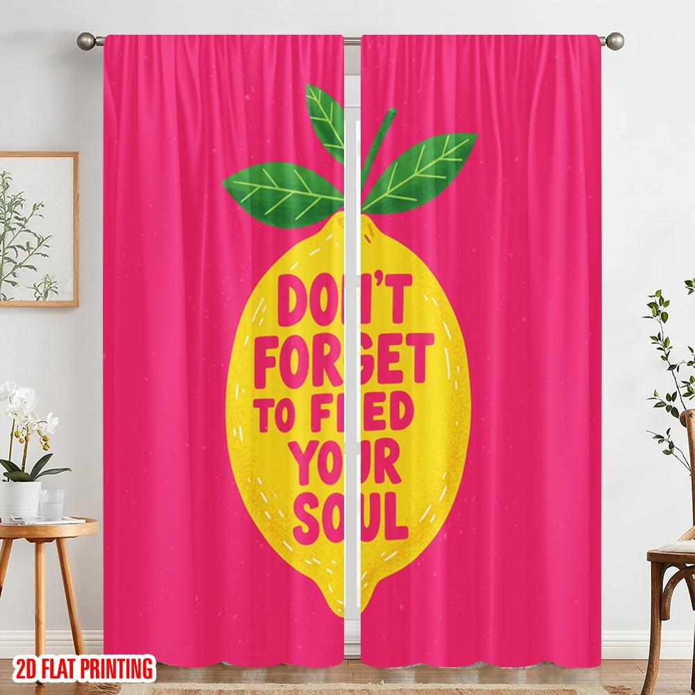 2pcs 2D Flat Printing Window Curtains Don't Forget Feed Your Soul Polyester Without Electricity Festive Curtains for Decorations