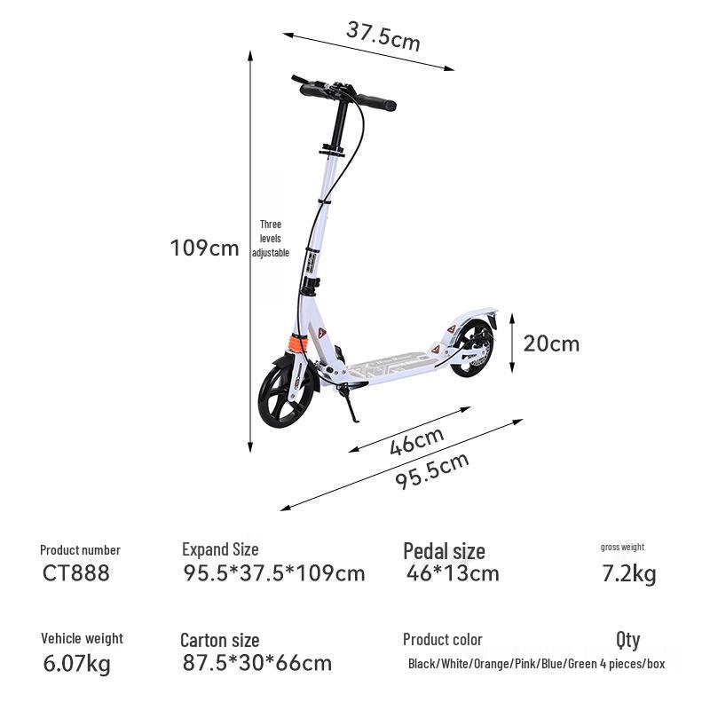 Wow Custom Folding Scooter with Handbrake: Ideal for City Commute, Students, and Children