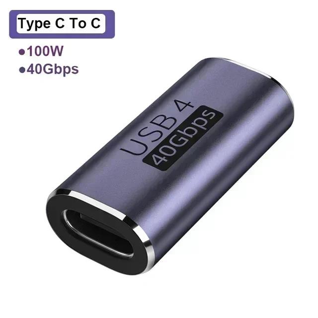 USB4.0 40Gbps Adapter USB C Male To Female 90 Degree 100W Fast Charging Data Converter for Laptop Tablet Phone Accessories 3