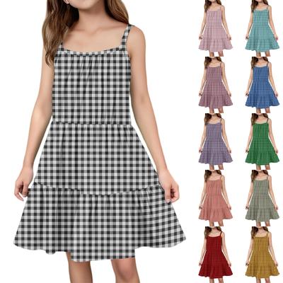 Dziecięca letnia codzienna moda sukienka bez rękawów z okrągłym dekoltem