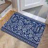1pc, 2D Flat Printing, Chinese Blue Dye Butterfly Pattern Entrance Door Mat, Non-Slip Machine Washable Easy Clean Polyester Carpet, Suitable for Home