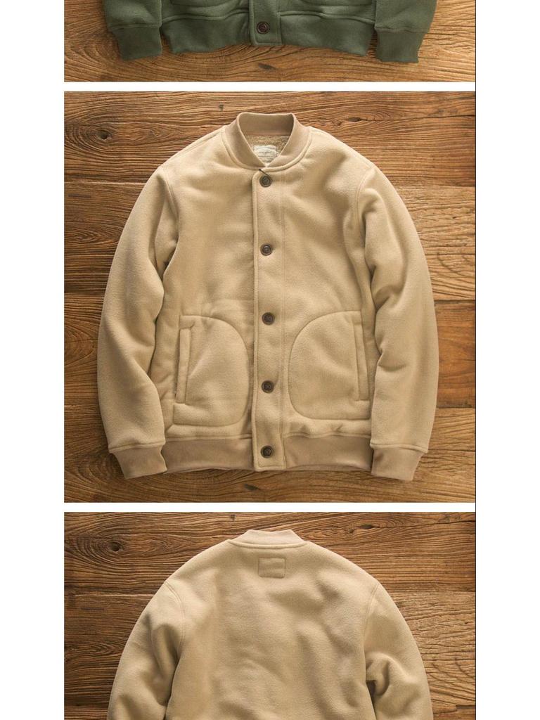 Retro Amekaji Men's Fleece-Lined Baseball Collar Jacket (2026)