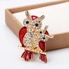 Enamel Owl Shape Rhinestones Embedded Brooch Pin Badge Banquet Jewelry