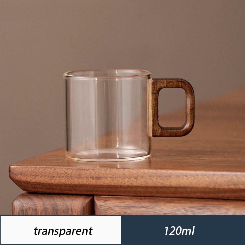 YWDL Tasse monocouche en verre et bois, tasse à thé en Pyrex à haute teneur en borosilicate, tasse à café pour eau potable de grande capacité