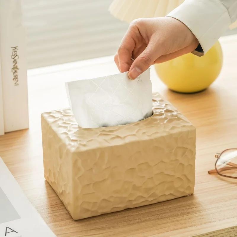 Ceramic Tissue Box Cartoon Peanut Shape Nuts Pleated Pattern Tissue Holder Napkin Holder Desktop Storage Box Home Decoraction