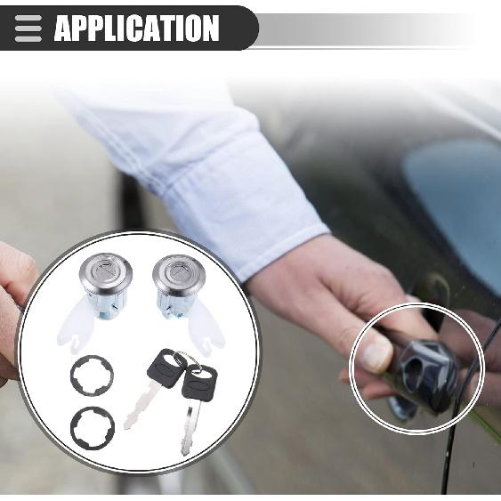 Motoforti Door Lock Cylinder Kit, for Ford Explorer 1992-1995, Metal, with 2 Keys, F2UZ1522050A, Black Silver Tone, 1 Set
