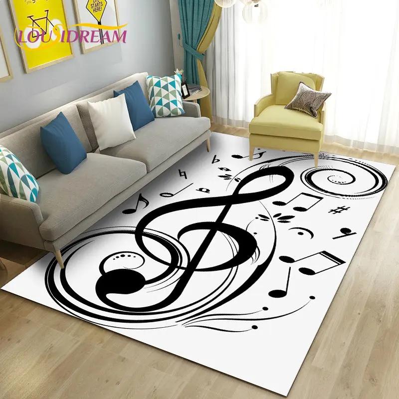 Alfombra grande con notas musicales hermosas en 3D, alfombra para sala de estar, dormitorio, sofá, decoración de cocina, alfombra antideslizante para juegos de niños