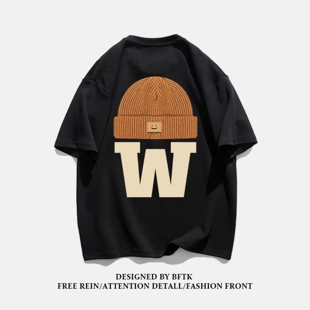 Letní móda Retro pánská anglická písmena těžké váhy 100% bavlna s kulatým výstřihem s potiskem Vysoce kvalitní neformální tričko Fitness Street