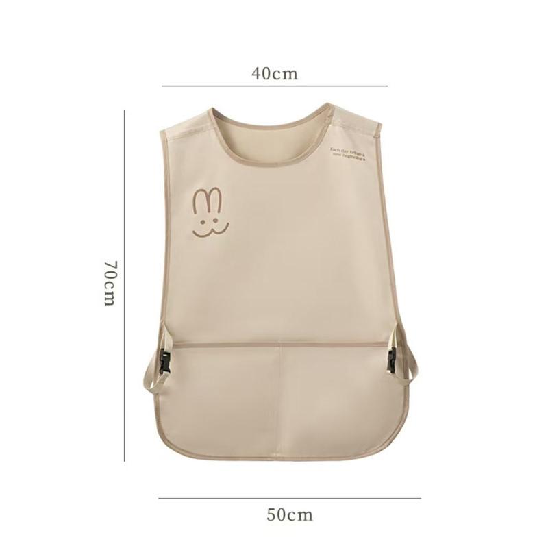 

Waterproof Stain-Resistant Apron Vest Style Breathable Sleeveless Apron Anti Dirty Wipeable Hands Coffee House Kitchen Aprons one size бежевый
