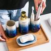 Blue Ceramic Bathroom Amenity Set Starry Sky Gold Sprayed Bathroom Accessories Home Lotion Bottle Tooth Brushing Cup Soap Dish