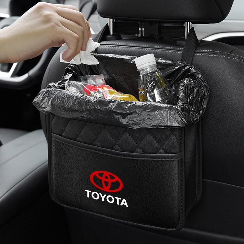 CKMY4 Car Seat Back Organizer PU Leather Backseat with Garbage Bag Car Organizer For Toyota Corolla Camry Prado Rav4 Yaris Hilux Prius