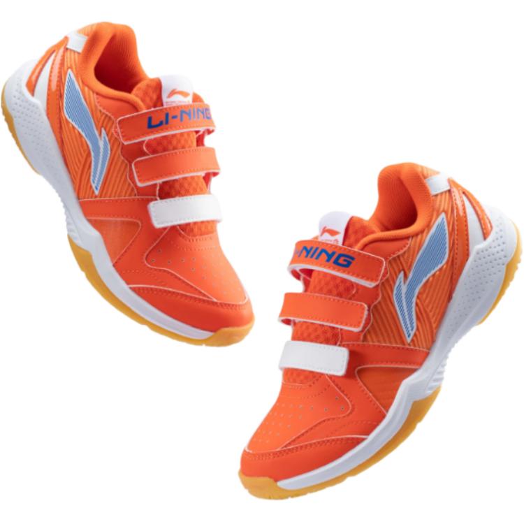 Li Ning Kids Badminton Series Thunder Jr Soft Comfortable Non-Slip Wear-Resistant Low-Top Training Shoes Kids Sneaker Orange White AYTV012-3