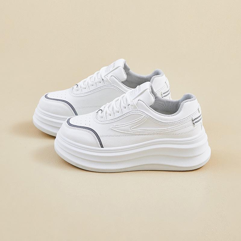 Women‘s Casual Chunky Platform Sneakers Breathable PU Leather Anti-Slip Sport Walking Shoes for Women Outdoor Comfortable Lace-up Tennis Sneakers