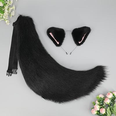 Set de Accesorios de Cosplay de Zorro Incluyendo Diadema de Orejas de Zorro de Simulación de Felpa y Cola