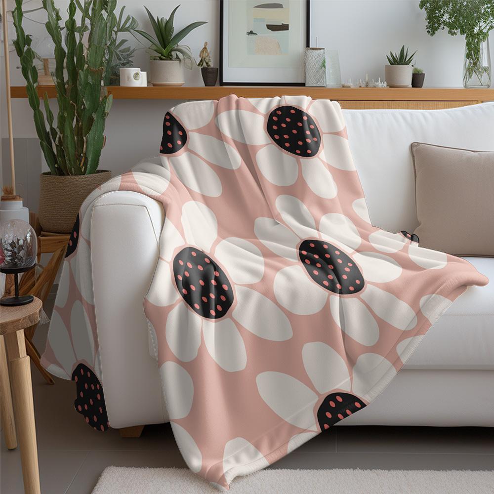 Cute Floral Pattern Throw Blanket Soft Plush Bed Blanket For Kids Teens Girls Sofa Cushion Gift