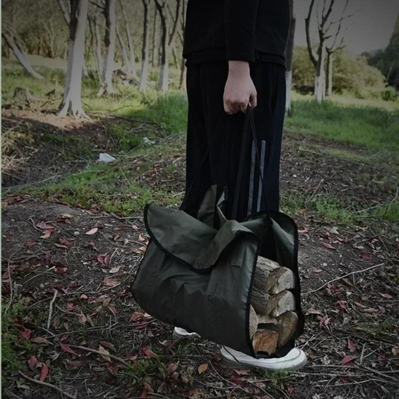 Aluminum Alloy Firewood Rack Portable Folding Firewood Storage Bonfire Burning Rack Outdoor Camping Oxford Cloth Storage Bag
