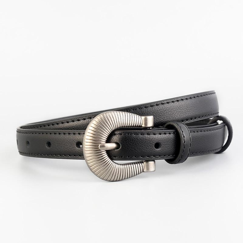 

Genuine Leather Women Belt For Casual And Office Wear With Alloy Buckle For Stylish Outfit Pairing чёрный