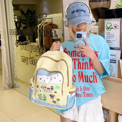 Katze Niedlich Kontrast Baumwolle Große Kapazität Rucksack Neu Japanische Mittelschüler Joker Rucksack.