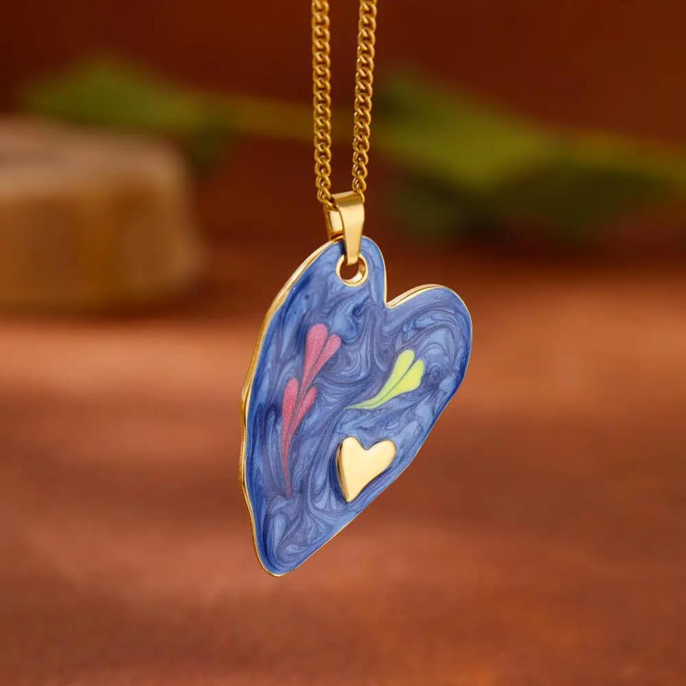 Coloful Heart Stainless Steel Necklace Gold Color Chain Necklaces Choker for Women Trendy Zircon Birthday Gifts Collar Mujer