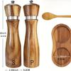 2pcs/pack Wooden Salt And Pepper Grinder Set Solid Acacia Wood Crafted Adjustable Coarseness Manual Grinder with Mill Tray