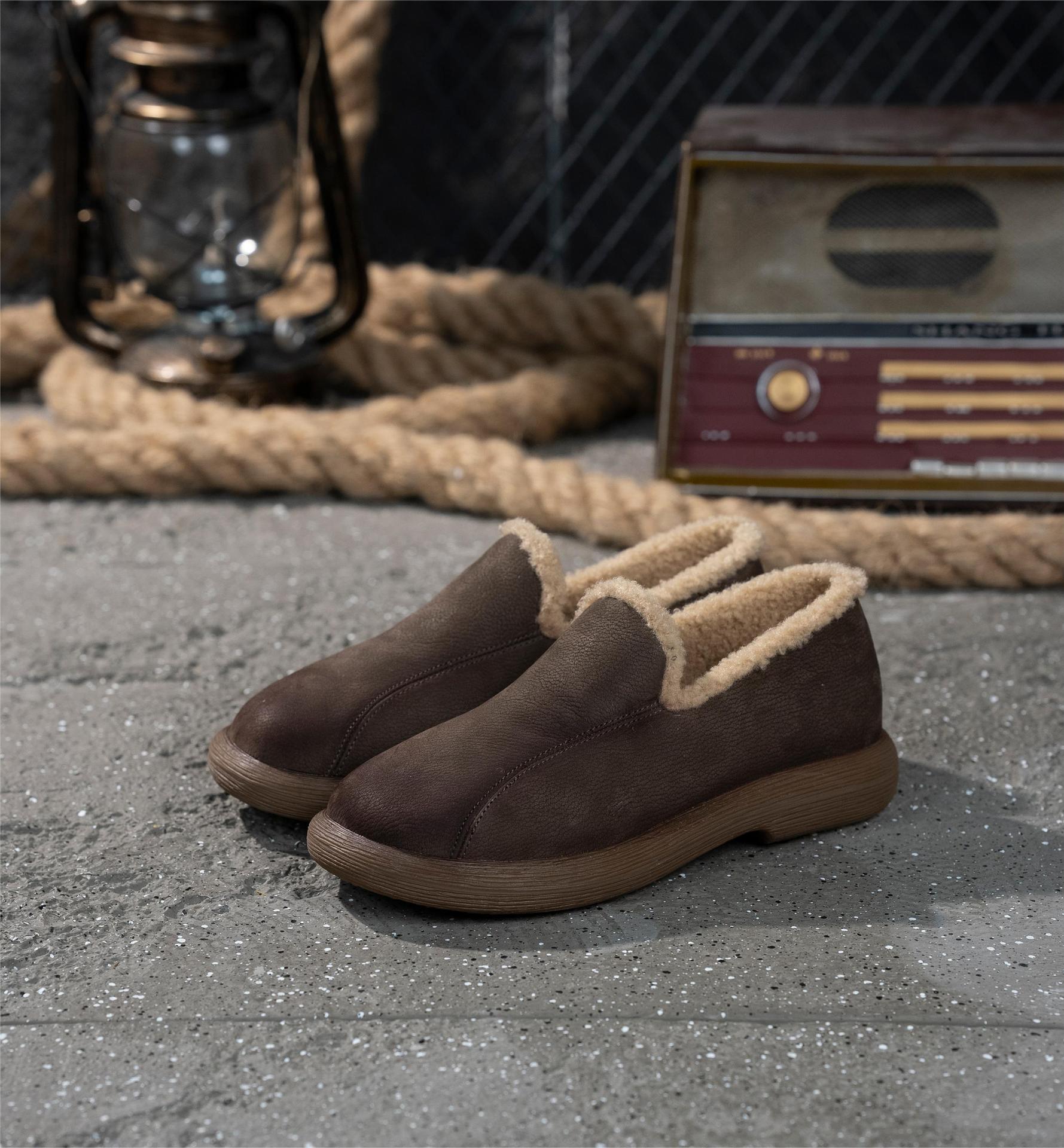 

Осенне-зимние модели, однослойные туфли из первого слоя коровьей кожи, женские удобные кожаные туфли на мягкой подошве, утепленные хлопком и кожей-велюром, кожаные туфли 35 серый