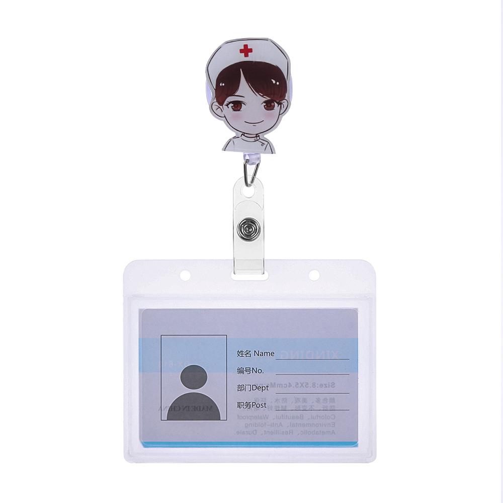 New Nurse Doctor Retractable Badge Reel with Horizontal Style Aluminum ID Business Card Work Card Badge Holder Office Supplies